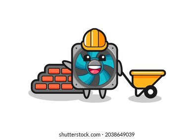 Cartoon character of computer fan as a builder , cute style design for t shirt, sticker, logo element