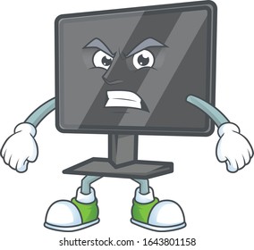 cartoon character of computer screen with angry face