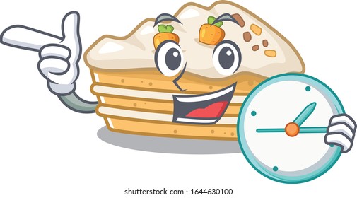 cartoon character concept carrot cake having clock