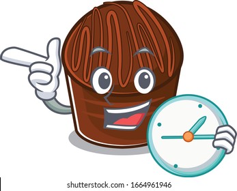 personaje de dibujos animados dulces chocolate con reloj