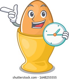 cartoon character concept egg cup having clock