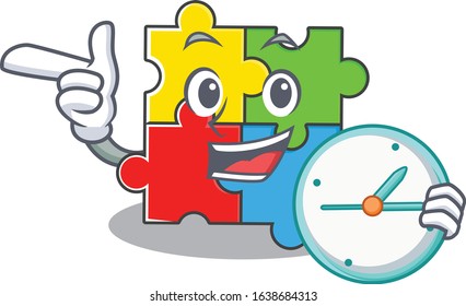 cartoon character concept puzzle toy having clock