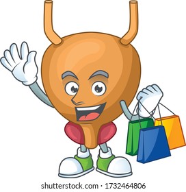 cartoon character concept of rich bladder with shopping bags