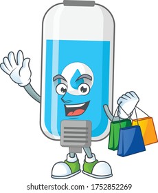 cartoon character concept of rich wall hand sanitizer with shopping bags