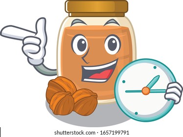 cartoon character concept walnut butter having clock
