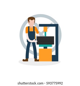 Cartoon character in construction, civil engineer, mechanic related 