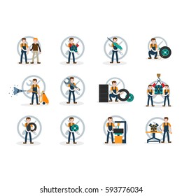 Cartoon character in construction, civil engineer, mechanic related 