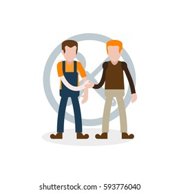 Cartoon character in construction, civil engineer, mechanic related 