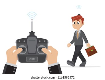 Cartoon character, control businessman.,vector eps10