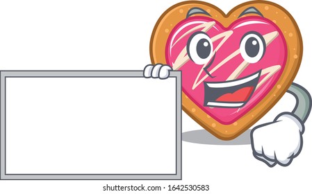 cartoon character of cookie heart design concept bring a board