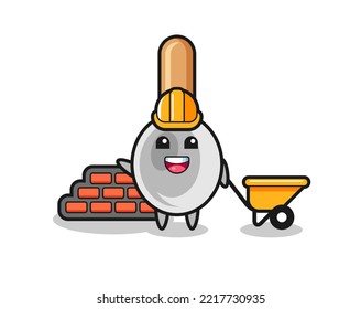 Cartoon character of cooking spoon as a builder , cute design