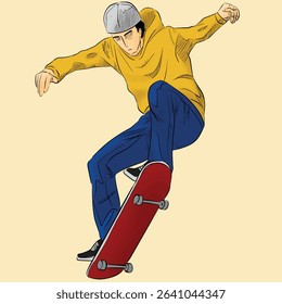 Cartoon character cool skateboarder boy