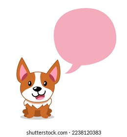 Cartoon character corgi dog with speech bubble for design.