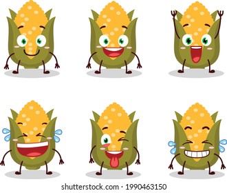 Cartoon character of corn with smile expression. Vector illustration