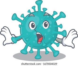 A cartoon character of corona zygote virus making a surprised gesture