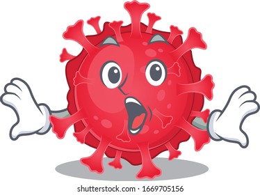 A cartoon character of Coronavirus substance making a surprised gesture