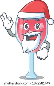 cartoon character of cosmopolitan cocktail Santa having cute ok finger