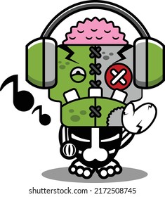 cartoon character costume vector illustration
cute zombie doll mascot listening music