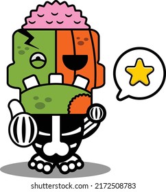 cartoon character costume vector illustration
pumpkin zombie mascot with star bubble