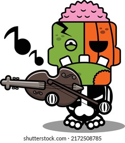 cartoon character costume vector illustration
pumpkin zombie mascot playing violin