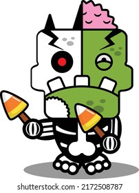 cartoon character costume vector illustration
zombie bone mascot holding candy