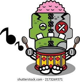 cartoon character costume vector illustration
cute zombie doll mascot playing drum