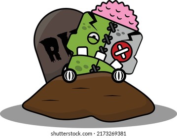 cartoon character costume vector illustration
cute zombie doll mascot coming out of the grave