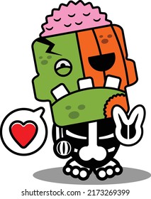cartoon character costume vector illustration
pumpkin zombie mascot love piss