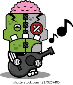 cartoon character costume vector illustration
cute zombie doll mascot playing guitar
