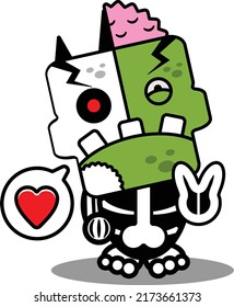 cartoon character costume vector illustration
zombie bone mascot love