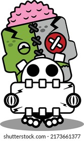 cartoon character costume vector illustration
cute zombie doll mascot holding white board