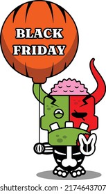 cartoon character costume vector illustration
cute zombie demon mascot holding black friday balloon
