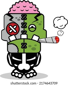 cartoon character costume vector illustration
cute zombie doll mascot smoking