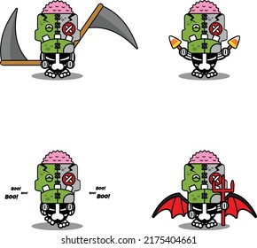 cartoon character costume vector illustration
zombie mascot doll set bundle halloween