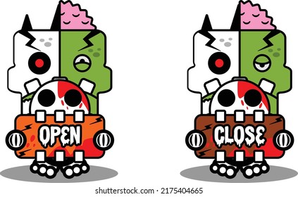 cartoon character costume vector illustration
zombie bone mascot open and close board