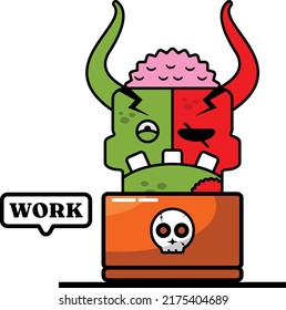 cartoon character costume vector illustration
cute zombie demon mascot working