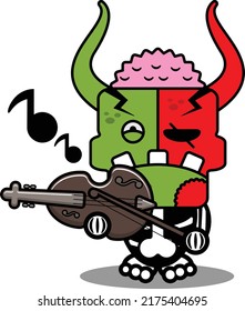 cartoon character costume vector illustration
cute zombie demon mascot playing violin