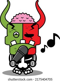 cartoon character costume vector illustration
cute zombie demon mascot singing