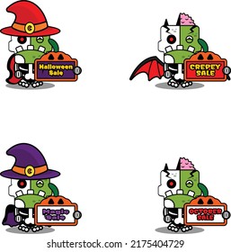 cartoon character costume vector illustration
halloween sale zombie bone mascot set bundle