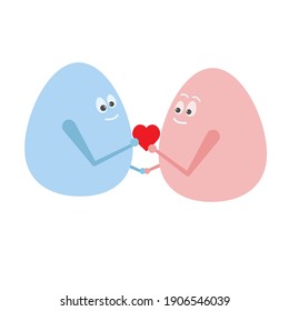 Cartoon character couple in love for valentine's card. Vector illustration of love for st. Valentine's day for card, banner, icon, print, sticker design. Love and relationship clipart