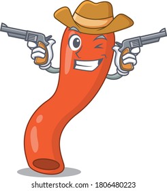 Caricatura de vaquero de apéndice con pistolas