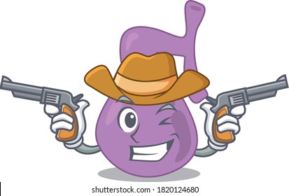 Cartoon-Charaktercowboy mit Schusswaffen