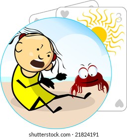 cartoon character with crabs	