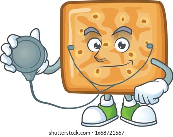 A cartoon character of crackers Doctor using tools