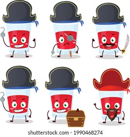 Cartoon character of cranberry juice with various pirates  emoticons. Vector illustration