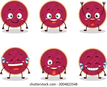 Cartoon character of cranberry pie with smile expression. Vector illustration