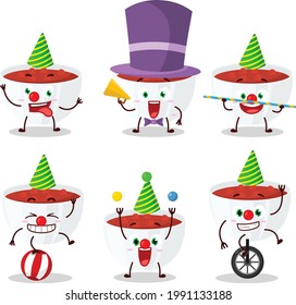 Cartoon character of cranberry sauce with various circus shows. Vector illustration