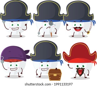 Cartoon character of cranberry sauce with various pirates  emoticons. Vector illustration