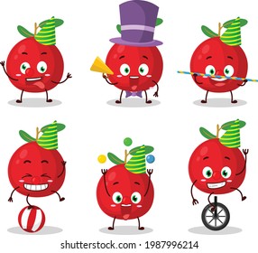 Cartoon character of cranberry with various circus shows. Vector illustration