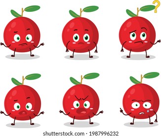 Cartoon character of cranberry with what expression. Vector illustration